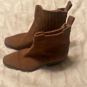 Brown suede booties